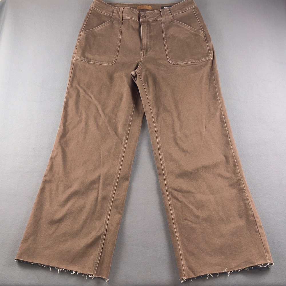 Judy Blue Retro Wide Leg Pants Brown Raw Hem JB881008-C-CO Womens 18W